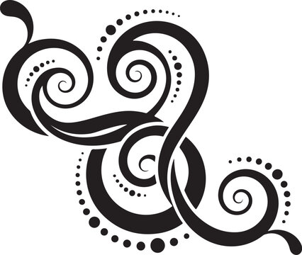 Black swirling abstract shapes, decorative curls, vector curl designs, modern swirl patterns