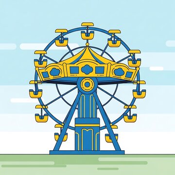 Whimsical Ferris Wheel Illustration for Amusement Park Fun.