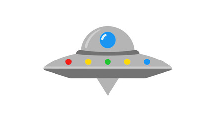 Retro UFO Flying Saucer with Colorful Lights and Blue Dome © Untung
