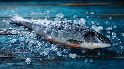Fototapeta premium Fresh Whole Fish on Ice / 氷の上の新鮮な魚