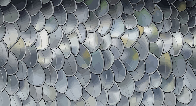 Close-up of shiny metallic scales pattern.