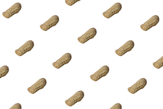 Seamless Pattern of Roasted Peanuts in Shell Isolated on Transparent Background