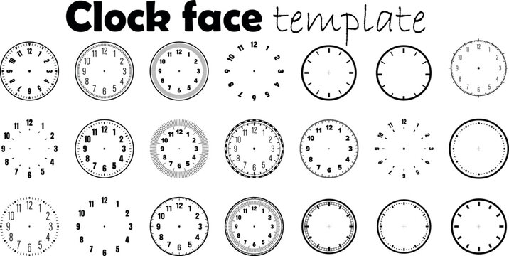 Clock Face Template Timer Dial Stopwatch Scale Circular Measurement Design Vector Illustration
