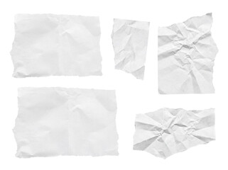 Obraz premium Assortment of torn and wrinkled white paper sheets, showcasing varied textures, isolated on a transparent background.