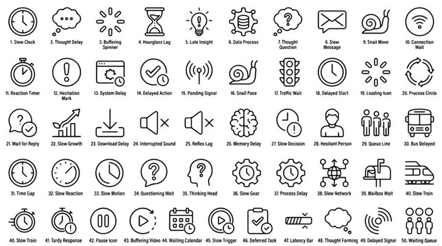Collection of technology and internet related icons and symbols for business and communication concepts