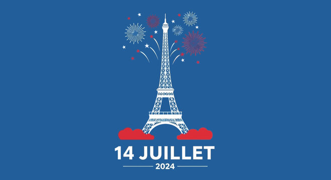Bastille Day Eiffel Tower Fireworks 14 Juillet 2024 Paris Celebration