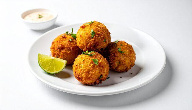Bahamian Conch Fritters on White Background