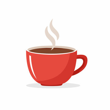 Red coffee cup with steam