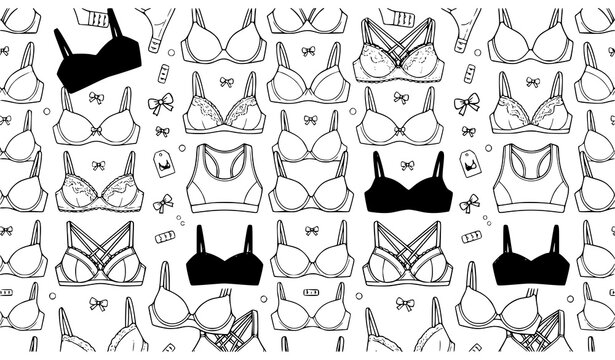 Flat bra pattern seamless vector lingerie fashion background design