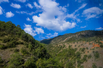 Fototapeta premium View of nature on the mountain and blue sky