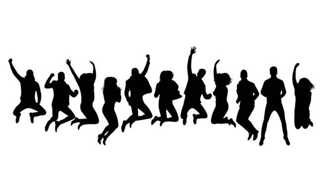 Silhouettes of people dancing together isolated on transparent background, Vector