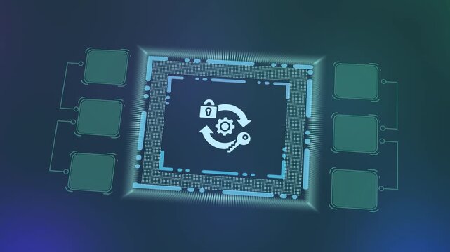 Professional blue cybersecurity icon set featuring data protection, firewall security, cloud encryption and network safety.