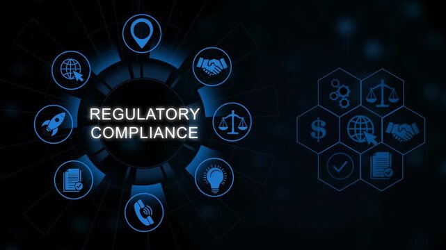 Regulatory compliance concept animation with and checkmarks