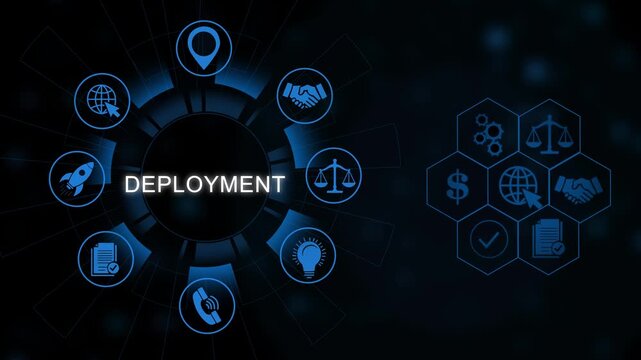 Digital deployment process animation loop software deployment