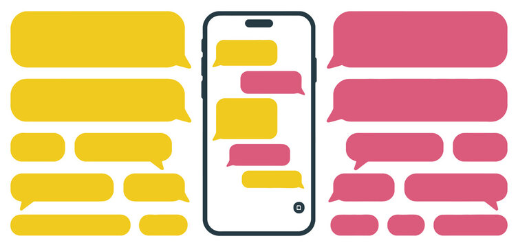 Smartphone Chat Message Bubble Interface Vector Illustration with Mobile Messaging Screen, Social Communication UI and Digital Conversation Elements
