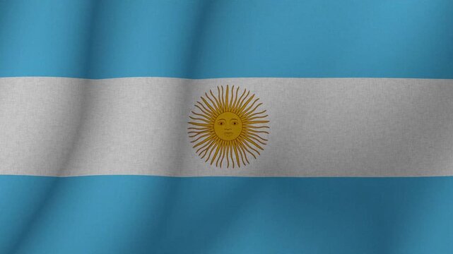 The flag of Republica Argentina. The evolving Argentina flag in 3d format. 1080p HD animation for presentation