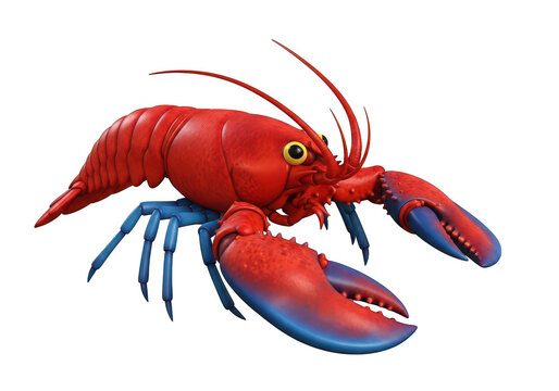 Vibrant red lobster with detailed claws and antennae isolated on transparent background