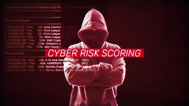 Cyber risk scoring trendy and powerful words on digital screen message on computer screen