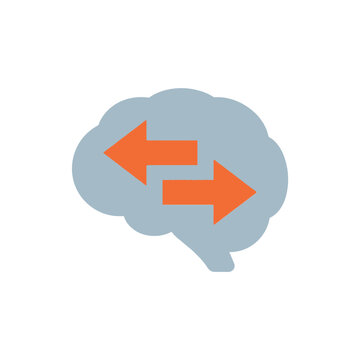 Thought cloud with arrows icon, cognitive dissonance, mind change concept, reflective practice seminar, counseling toolkit, decision clarity guide, vector illustration