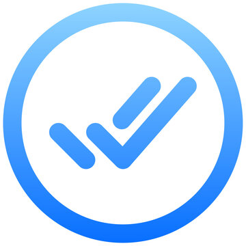 Sleek blue double check mark icon inside circle for message read receipts and delivery status