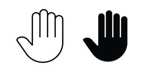 Obraz premium Hand icon vector glyph and thin stroke collection