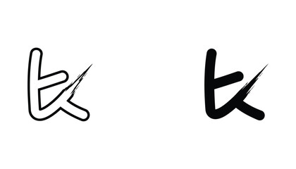 Letter k creative logo symbol featuring stylized brush stroke design in minimal outline and solid black styles for modern typography and branding isolated on white background © Mystic
