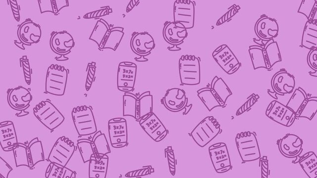 School supplies on a purple background suitable for backtoschool marketing materials, educational blog posts, and stationery design projects.