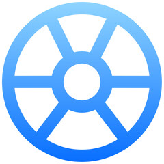 Naklejka premium Creative blue nuclear symbol icon with gradient stroke for energy power and science technology apps