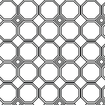 Seamless Geometric Octagon Pattern Black and White Abstract Vector Background