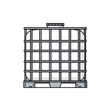 IBC Tote Tank: Industrial Fluid Storage Container with Metal Cage