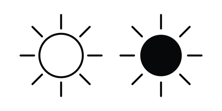Brightness icon vector glyph and thin stroke collection