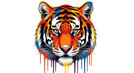 Vibrant Tiger Face Spray Paint Art - Colorful Wild Animal Portrait © Sifaul