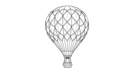 Vintage Hot Air Balloon Outline Drawing, Retro Transportation, Adventure and Travel Concept © Sifaul
