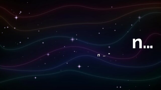 Vibrant neon lines with motivational quote on dark background with stars
