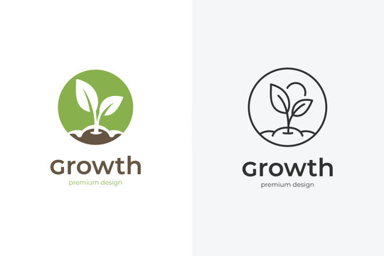 Plant Sprout In Soil Circular For Agriculture And Ecology Logo Icon Design
