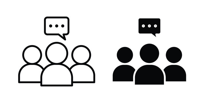 Communication icon vector glyph and thin stroke collection