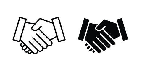 Obraz premium Deal handshake icon vector glyph and thin stroke collection
