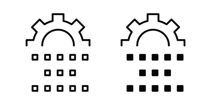 Digital transformation icon vector glyph and thin stroke collection