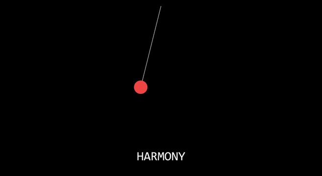 Harmony pendulum motion concept: minimalist red dot swinging animation