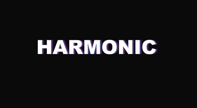 Harmonic glitch text animation with chromatic aberration effect animation
