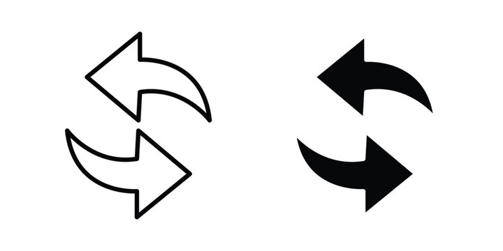 Exchange arrow icon vector glyph and thin stroke collection