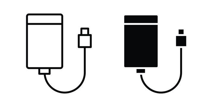 External hard drive icon vector glyph and thin stroke collection