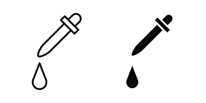 Eye dropper half icon vector glyph and thin stroke collection