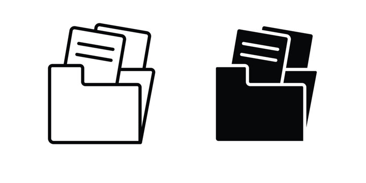 File Folder icon vector glyph and thin stroke collection