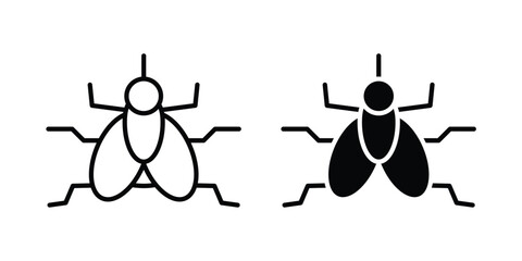 Fly insect icon vector glyph and thin stroke collection © Pop