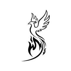 Fototapeta premium Phoenix Bird Rising From Flames Symbol