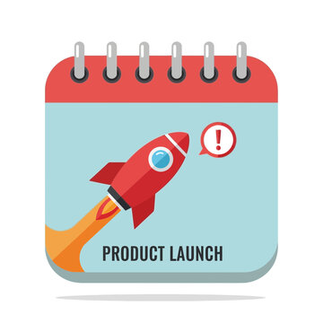 Product Launch Rocket Calendar Icon - Startup, New Project, Marketing Strategy