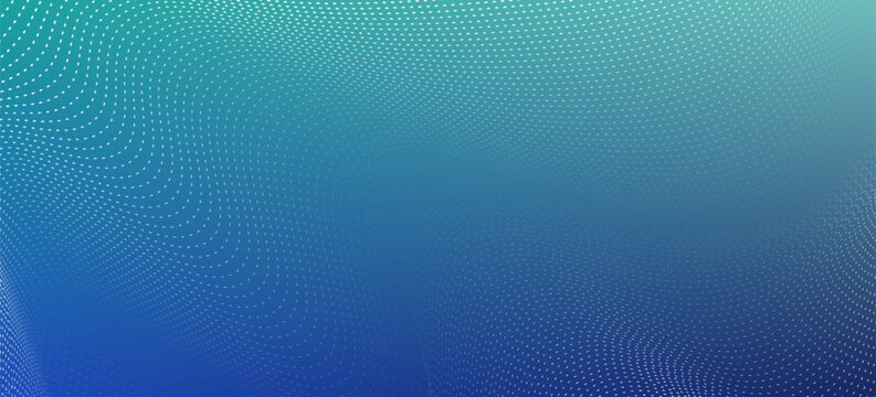 Technology wave particle pattern abstract blue green gradient background, Wavy motion dot design, big data for brochure, polka dot, flyer, magazine, business card, banner, vector.