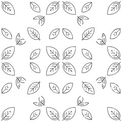 Fototapeta premium Black leaf icons, leafy patterns, botanical illustrations, line art designs, 30 leaf shapes