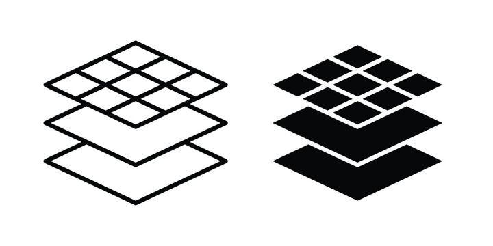 Land layers icon vector glyph and thin stroke collection